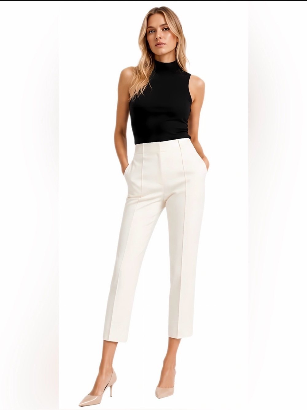 The Row Ivory Cropped Capri Trousers Size 4